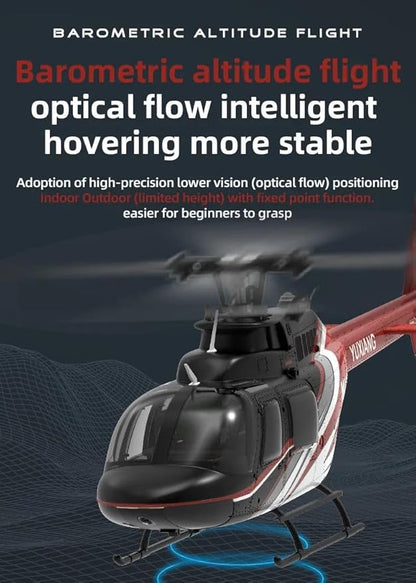 Hanll YUXIANG F08 Bell 206 RC Helicopter for Adults 1/27 2.4G 6CH Brushless Direct-Drive 6G Flybarless RC Helicopter with 6-Axis Gyro Optical Flow Positioning RTF/ 2 Battery