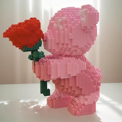 Bridal Bouquet Bear Building Block SetTeddy Building Blocks Bear (1842PCS)Pink Bear Micro Building BlocksGifts Suitable for Adults