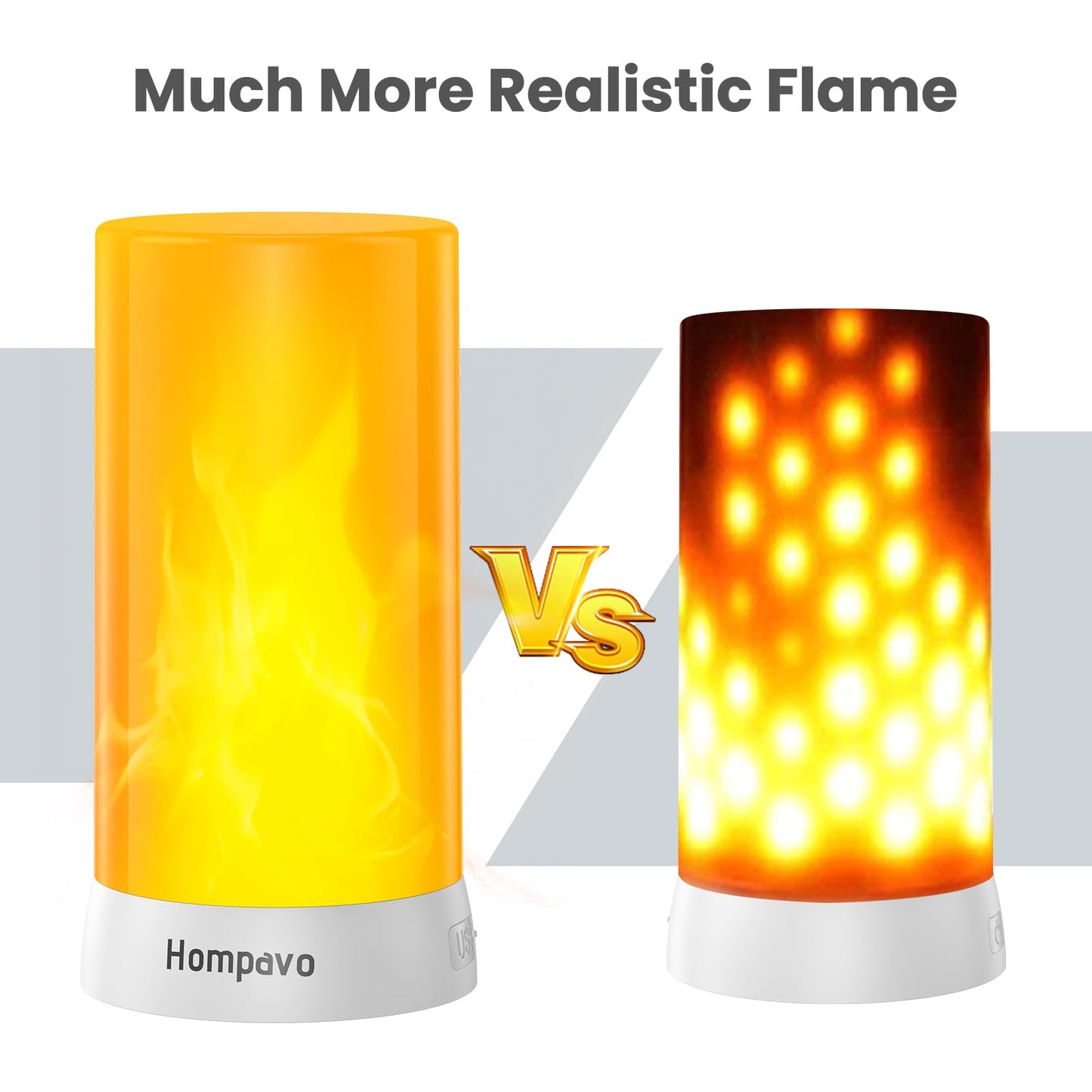 Hompavo 【Upgraded】 LED Flame Lights, 4-Mode Rechargeable Battery Operated Flameless Candles, Waterproof Pillar Flickering Lanterns for Living Room Bathroom Patio Wedding Party Christmas Home Decor