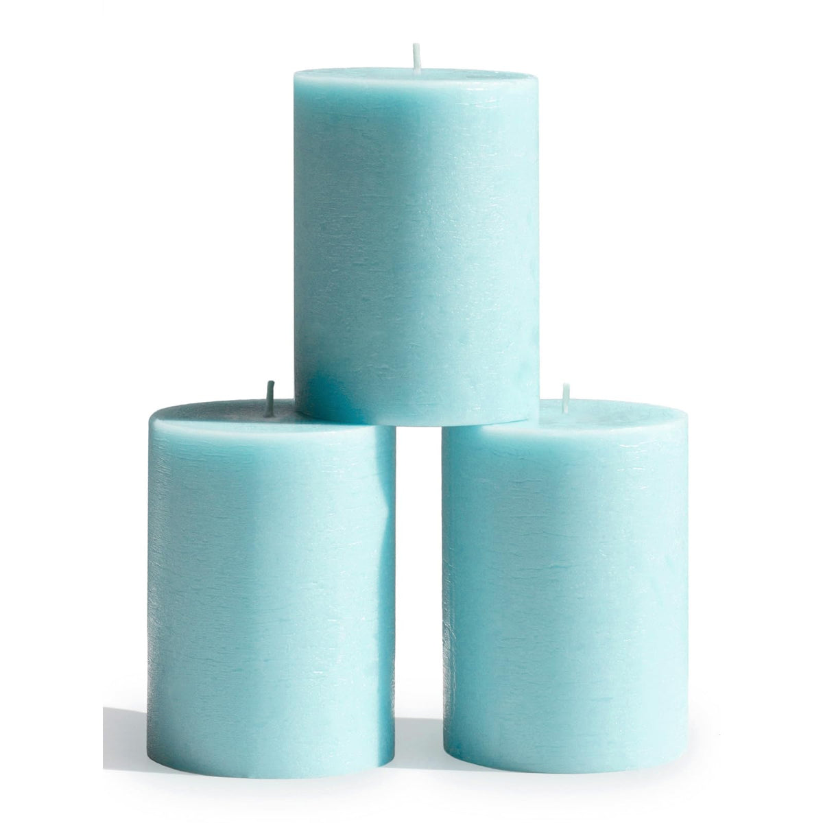 CANDWAX 3x4 inch Pillar Candles Set of 3 – Unscented Dripless Rustic Light Turquoise Candles for Table Decor, Weddings, Centerpieces