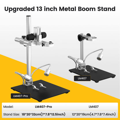 LINKMICRO LM407 Pro HDMI Digital Microscope for Soldering with 13'' Boom Arm Stand, UHD 2160P Video, Electronic Microscope Camera with 7 inch Screen for Adults Repair PCB, 270X, UV Filter