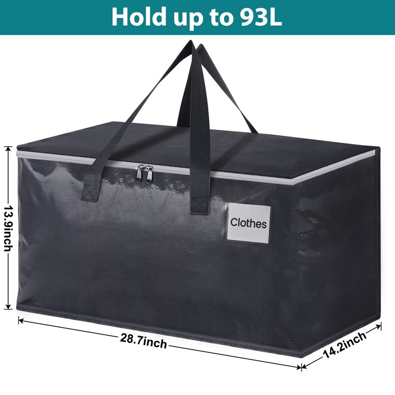 Fabspace Moving Boxes Heavy Duty Moving Bags with Strong Zippers and Handles Collapsible Moving Supplies, Storage Totes for Packing & Moving Storing 93L,8-Pack