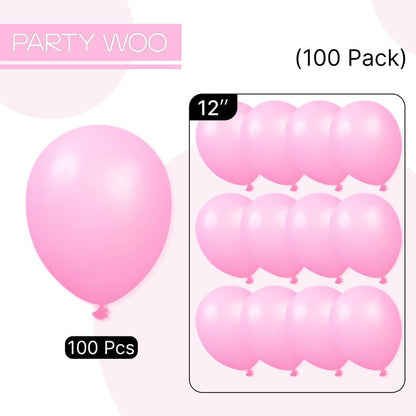 PartyWoo Pink Balloons 100pcs 12 Inch Matte Pink Balloon Arch Kit for Girl Baby Shower Gender Reveal Wedding Bachelorette Engagement Birthday Princess Butterfly Themed Party Decorations Pink-Y11