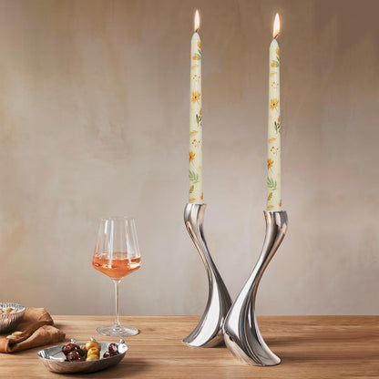 Floral Taper Candles 10 Inch Tall Unscented Handmade Iris Print Long Burning Elegant Candlesticks for Wedding Dinner Home Decor