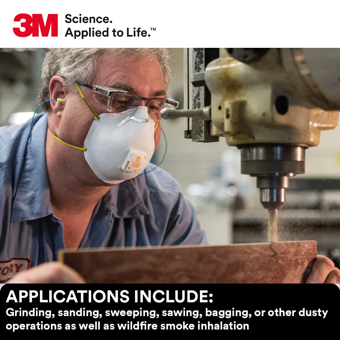 3M 8511 Particulate Disposable Respirator, N95, Pack of 80, NIOSH Approved, Cool Comfort and Fewer Pressure Points with Dual Attachment for Grinding, Sanding, Sawing, Sweeping, Dust, Smoke