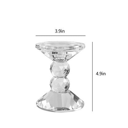 DONOUCLS 2-Pack Crystal Candle Holders, Clear Crystal Taper or Pillar Candlesticks, Table Centerpiece Home Decor for Wedding, Dining, Party(4.9in Tall)