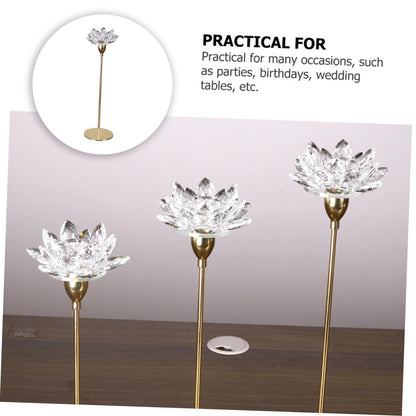 VOSAREA Crystal Lotus Candleholder Metal Candlestick Ornament Small Gold Decorative Candle Stick Holder for Wedding Table Centerpiece Home Décor