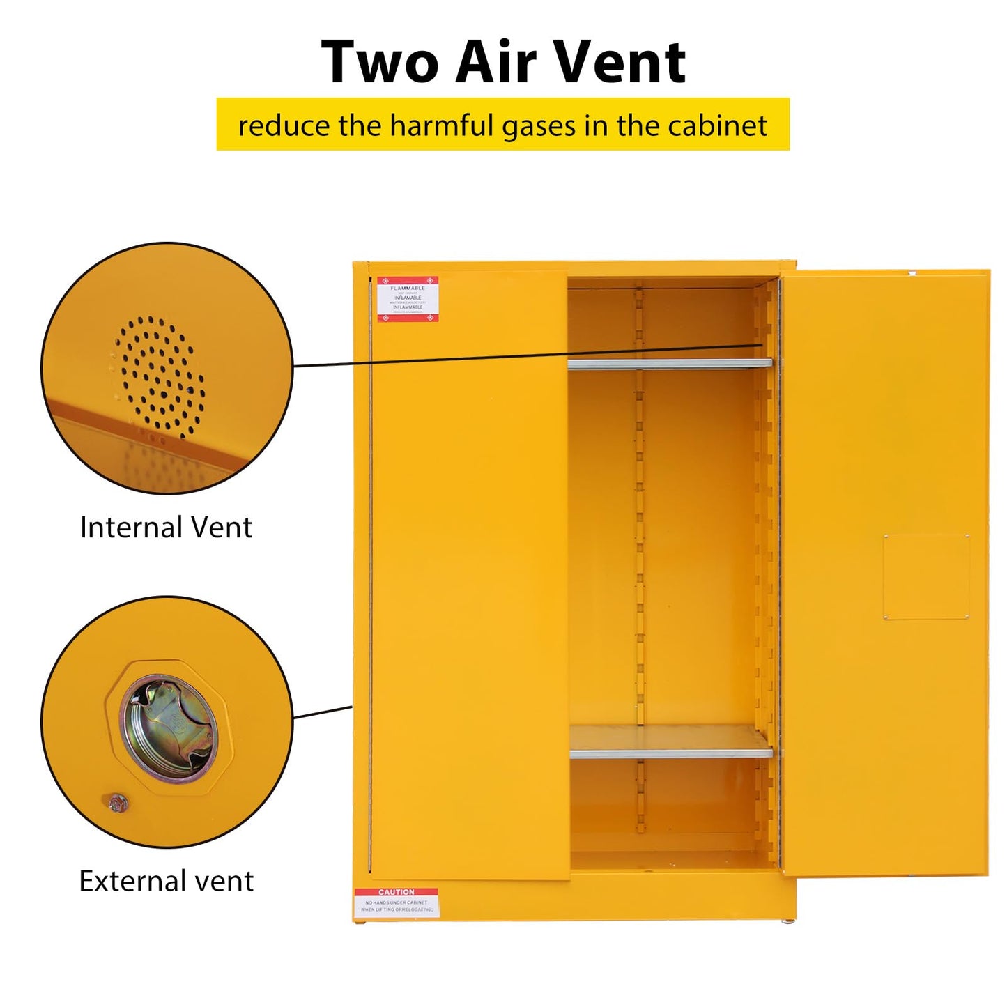 PeacefulHues 45 Gal Flammable Safety Cabinet, Large Capacity Flammable & Chemical Storage Cabinet, Heavy-Duty 2-Door Fireproof Cabinet for Industrial Warehouse, Factory, Workshop