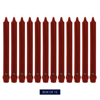 Colonial Candle Unscented Taper Candle, Classic Collection, Traditional Cranberry, 12 In, Pack of 12 - Up to 10 Hours Burn