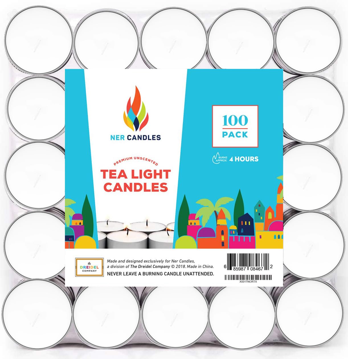 100-Pack Unscented Tea Lights Candle in Bulk, Smokeless, Dripless & Long Lasting Small Votive Mini Tealight Candles for Home, Pool, Shabbat, Weddings & Emergencies 4 Hour Burn Time