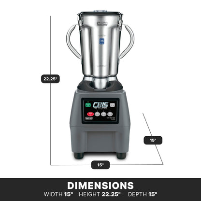 Waring Commercial Heavy Duty Blender, 3.75 HP Motor, Variable Speed Control, 1 Gallon Stainless Steel Container for Commercial Kitchens & Restaurants, CB15