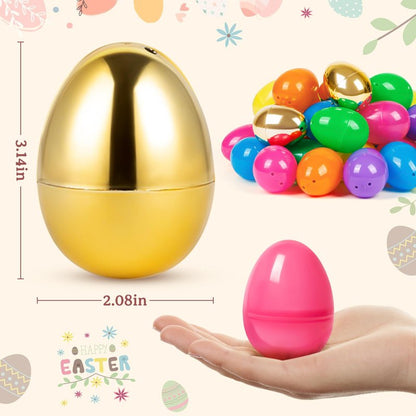 Duchong 36 Count 3.15" Plastic Easter Eggs, 30 Pcs Empty Suprise Eggs 6 Pcs Golden Eggs Bulk, Fillable Eggs with Hinge for Easter Hunt, Basket Stuffers Fillers, Easter Party Favor Decorations