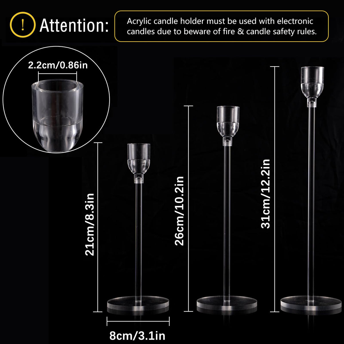 Vincidern 18pcs Acrylic Candle Holders Centerpieces for Table, Taper Candle Holder for Table Centerpieces, Wedding, Valentine, Dining Room Decorations, Clear Candlestick Holder Set