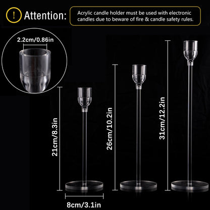 Vincidern 18pcs Acrylic Candle Holders Centerpieces for Table, Taper Candle Holder for Table Centerpieces, Wedding, Valentine, Dining Room Decorations, Clear Candlestick Holder Set