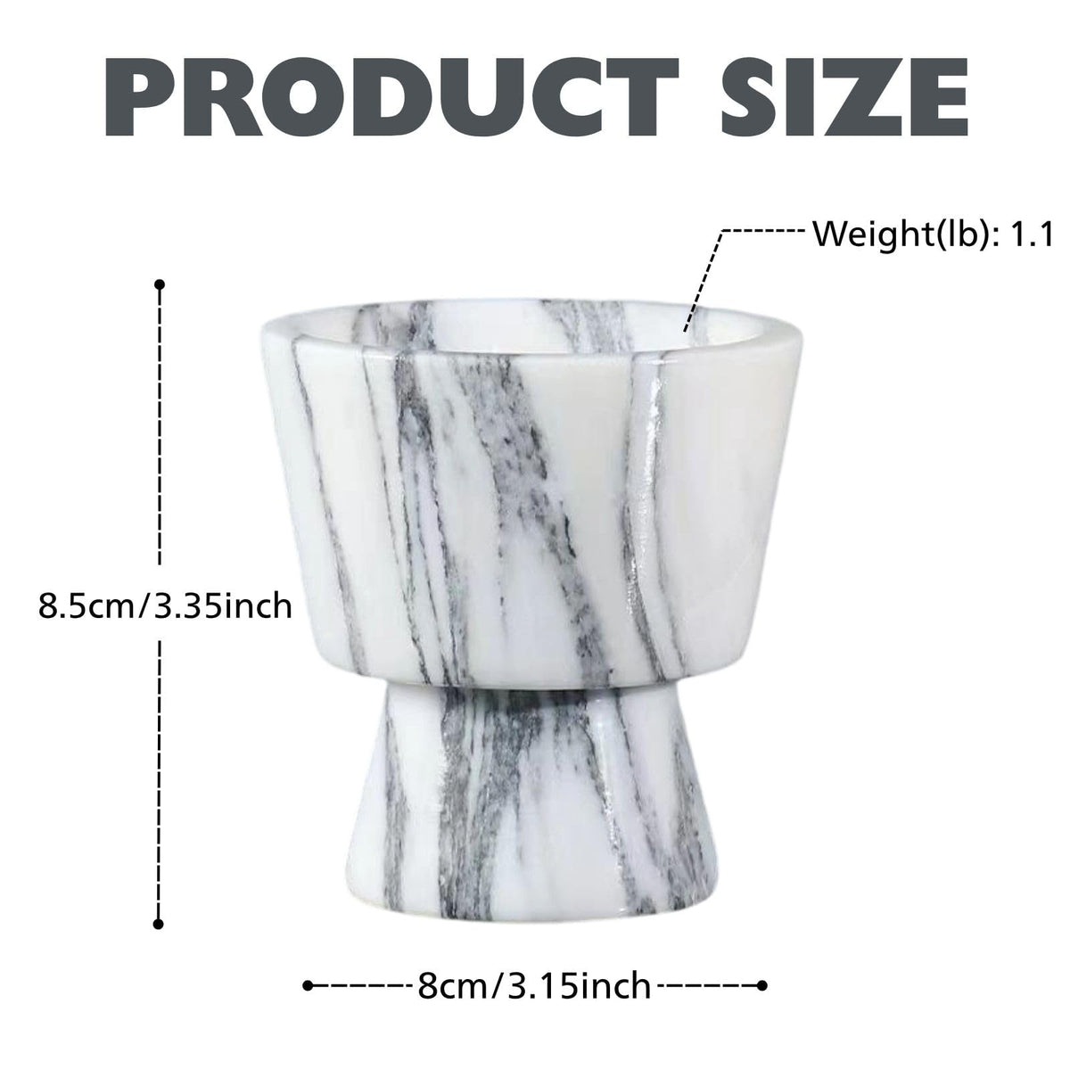 Marble Candle Holder 3’’ Grey-White Scented Container Reusable for Home Decor, Meditation, Party or Dining Table Centerpiece