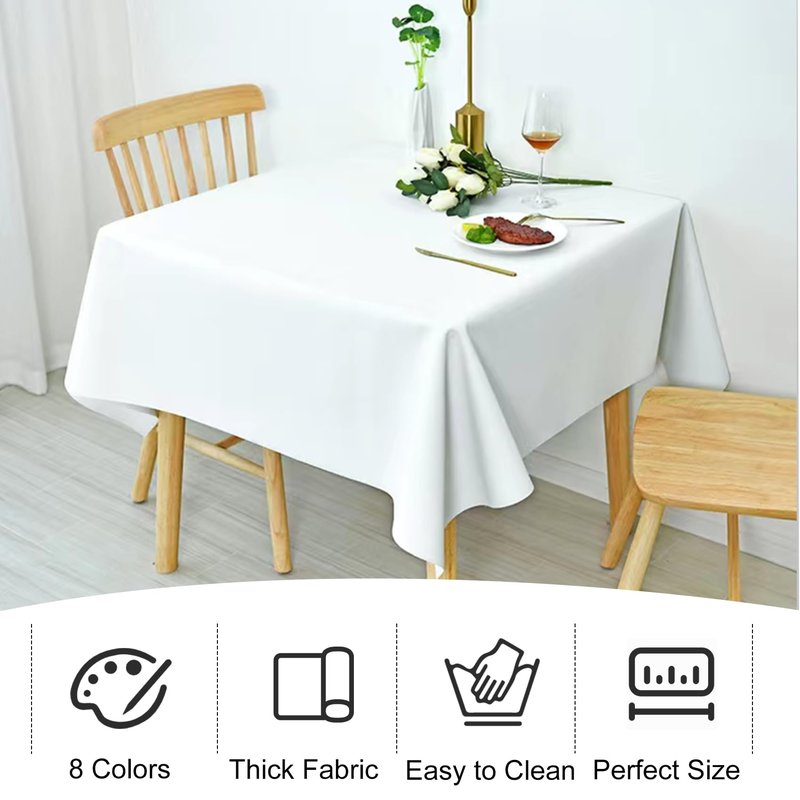 JALANCY 4 Pack Square Table Cloth 52x52 Inch White Tablecloth Machine Washable Fabric Polyester Table Cover for Dining, Buffet Parties, Picnic, Events, Weddings and Restaurants（White）