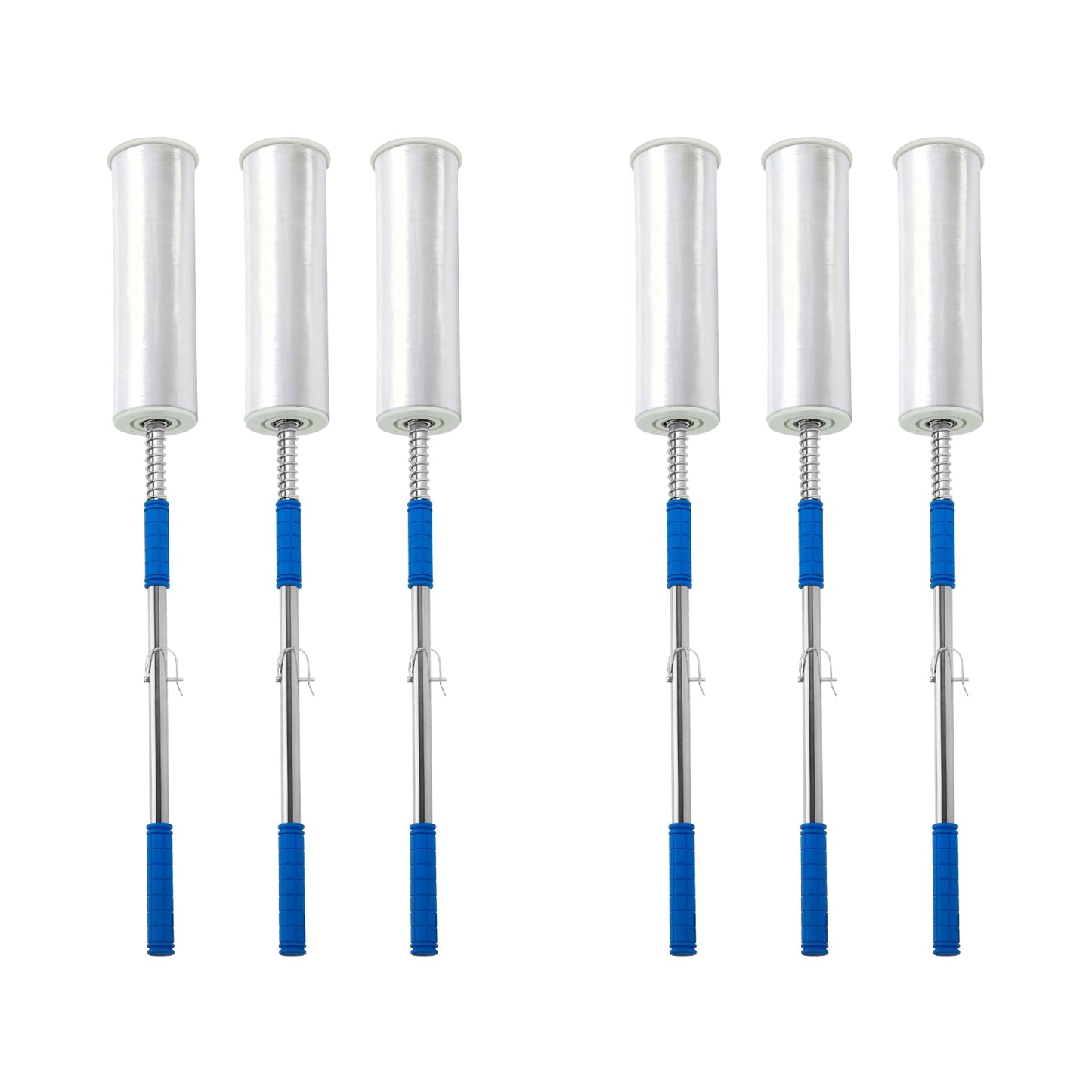 6-Pack Heavy Duty Stretch Film Dispenser Pole Holder - 48 Inch Extra Long Handle for Pallet Wrapping - Fits 12" to 24" Rolls with 2" to 3" Core - Industrial Grade Stretch Wrap