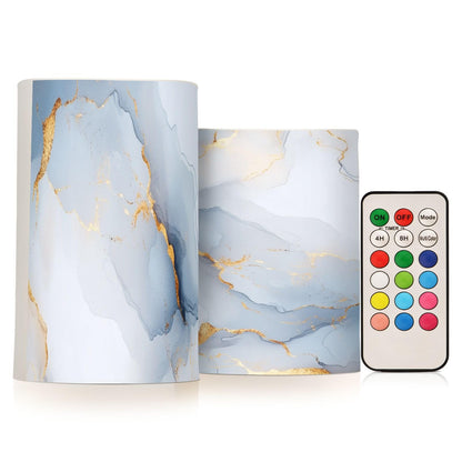 Zathe Flameless Flickering Candles Batteries Flameless Candles Set for Home Decor Marble White White