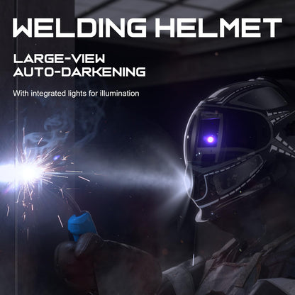 ANDELI Welding Helmet with Respirator,99.95% PAPR Filtration Efficiency Panoramic 180° Large Viewing Powered Air Purifying Respirator Auto Darkening Welding Helmet with Light