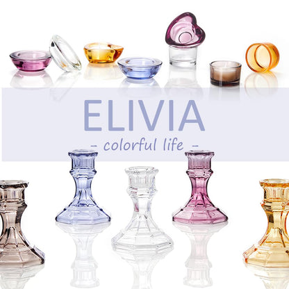 ELIVIA (6 Pack) Gold Glass Candlestick Holders, Taper Candle Stick Holders Set for Wedding & Home Decor - CH06 - Rusty Orange