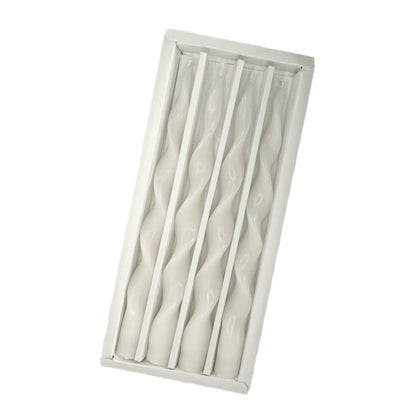 White Thin Twisted Candle Sticks 10 inch Long Spiral Candles Unscented Smokeless Twirl Tapered Candles for Weddings Holiday Dinner Meditation Home Decor Pastoral Rural Style