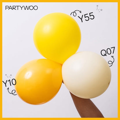 PartyWoo Mustard Yellow Balloons 155pcs Different Sizes of 18 12 10 5 Inch Yellow Fall Balloon Arch Kit for Birthday Engagement Baby Shower Bee Sunflower Little Cutie Party Decorations Yellow-Y10
