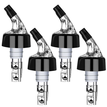 NFFIBDH Automatic Measured Bottle Pourer - Quick Shot Spirit Liquor Pour Spouts with Dust Caps for Wine Cocktail Beverages - Ideal Home Bar Tools 1 oz / 30ml (Clear, 4 Pack)