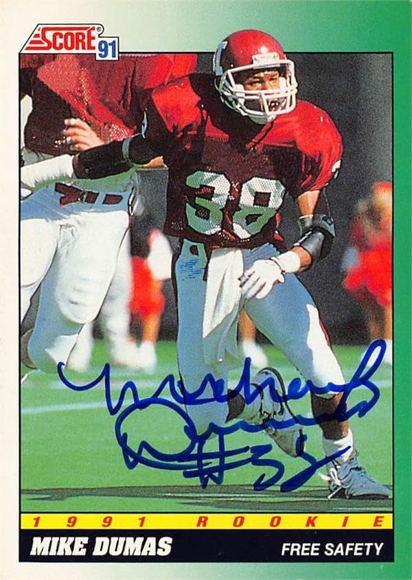 Sports Memorabilia Autograph Warehouse 291494 1991 Score Rookie Mike Dumas Autographed No.314 Football Card - Univeristy of Indiana Hoosiers