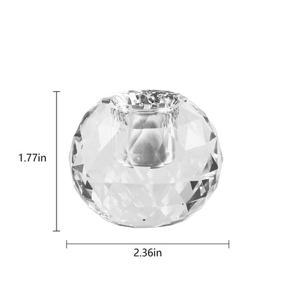 Kitcom Crystal Taper Candle Holders Multiple Faceted Designed Hand Cut Crystal Holders Wedding Banquet Decorations for Home W2.4xH1.8Inches Pack of 2, Comes with Gift Box