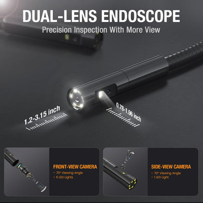 Teslong Inspection Camera, Dual Lens Borescope Camera with Light, NTS300 5" IPS Industrial Endoscope, 1080P Waterproof Flexible Mechanic Fiber Optic Snake Scope Cam for Wall Automotive Engine (16.5FT)