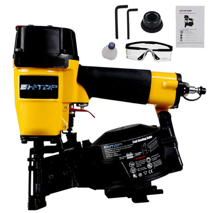 BHTOP CN45N Roofing Nailer, 15 Degree Roofing Nail Gun & 3600 Count Coil Roofing Nails 3/4 Inch x .120-Inch