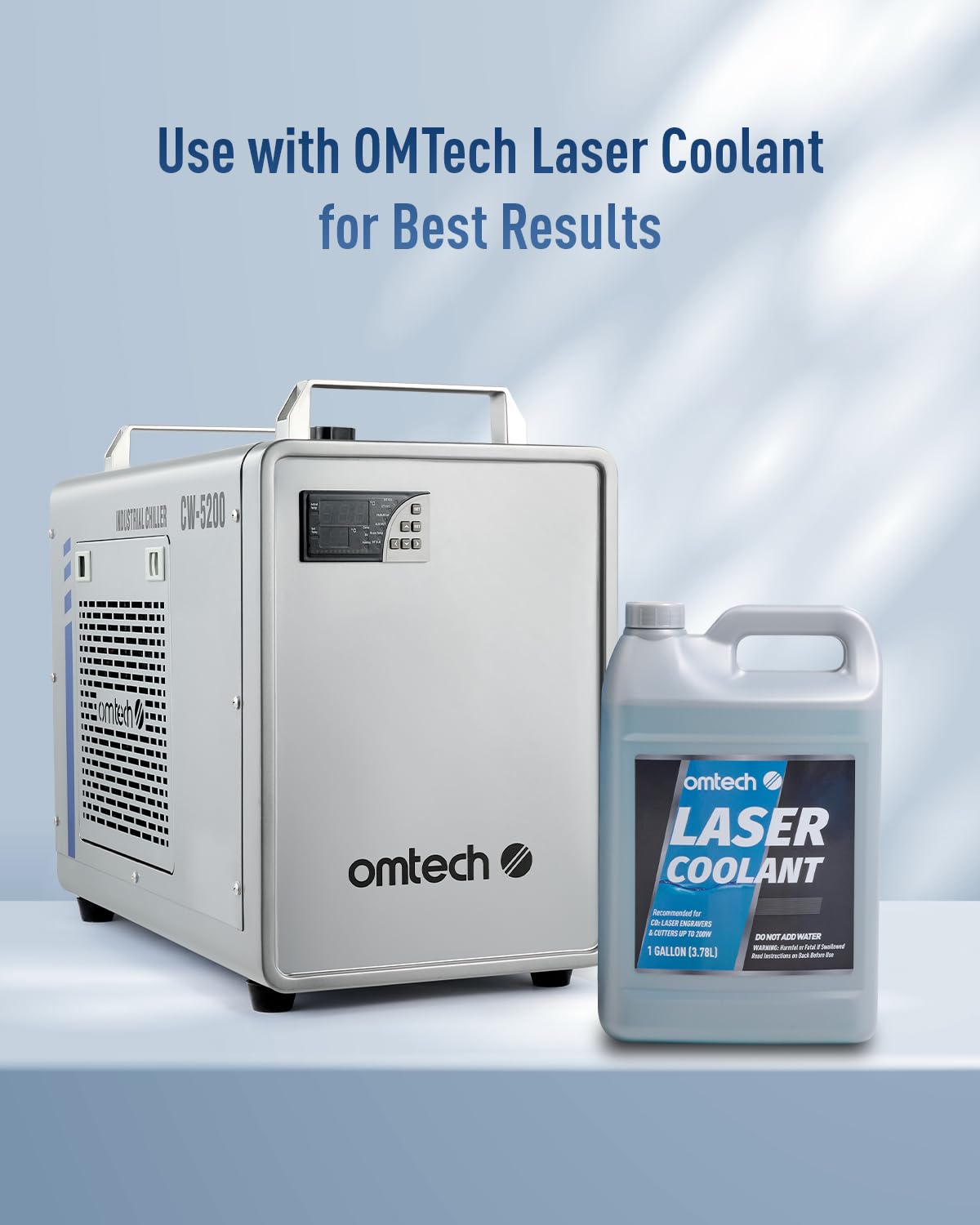 OMTech 6L CW-5200 Water Chiller for Laser Engraver & Cutter, Industrial Water Chiller for CO2 Laser Engraving & Cutting Machine, 0.58hp 3.2 gpm Laser Chiller Water Cooling Machine for Laser Cutter