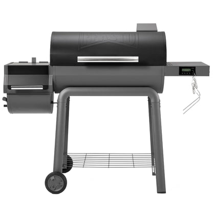 Feasto 30-Inch Heavy-Duty Charcoal Grill with Digital Temperature Control & 2 Meat Probes, Outdoor BBQ Grill with Offset Smoker, 832 Sq. In. Cooking Space for Backyard BBQ, Black & Grey