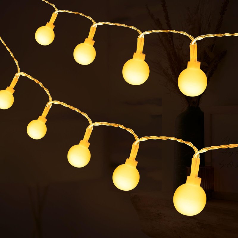 AUAUY String Lights, 40 LED 19.6FT String Lights Battery Operated 2 Modes, Christmas Lights Bedroom, Waterproof Outdoor Lights for Indoor Outdoor Wedding Party New Year Garden Decorations(Warm White)