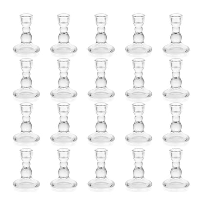 Romadedi Glass Candle Holder for Candlestick - 20 pcs Clear Tapered Candle Holders Bulk for Standard Candle Sticks for Wedding Centrepieces Christmas Table Décor
