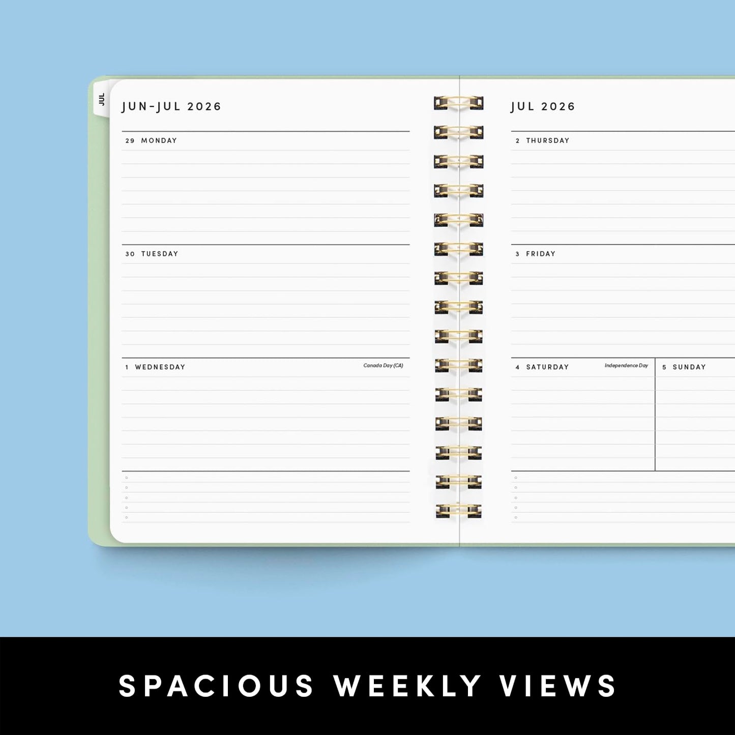 PAPERAGE Academic Planner, Weekly & Monthly Planner & Calendar, 12-Months, July 2026 - June 2027, (7" x 8"), School & Student Planning Agenda with Tabs, Bonus Pages & Inner Pocket, Dark Green