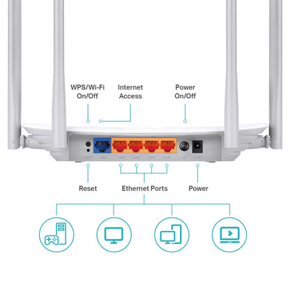 TP-Link AC1200 WiFi Router (Archer A54) - Dual Band Wireless Internet Router, 4 x 10/100 Mbps Fast Ethernet Ports, EasyMesh Compatible, Support Guest WiFi, Access Point Mode, IPv6 & Parental Controls