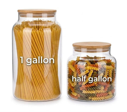 1 Gallon Glass Large Jar with Airtight Bamboo Lid - Strong Clear Borosilicate Canister for Kitchen Food Storage Organizing, Terrarium, Pantry Decorative Container & Laundry Room - Pack of 1