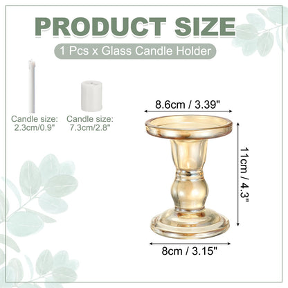 uxcell 11 cm Glass Candle Holder for Taper/Column Candles, Candle Holders Tealight Stand Candlestick for Tealight Wedding Table Centerpiece Home Decor, Brown