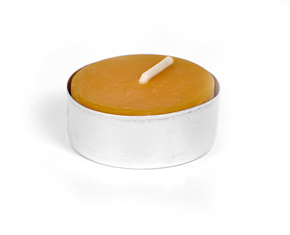 Pure Beeswax Tealights - Unscented Smokeless & Clean Burning Non-Toxic Tea Lights with Light & Natural Honey Scent, 4-Hour Burn Time, 1.5 x 0.5-Inch Handmade Candles, 24-Pack, by BeeTheLight