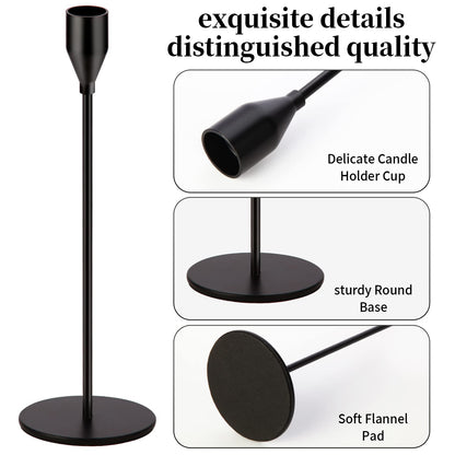 Oatnauxil Matte Black Candle Holders Black Candlestick Holders Metal Candle Holder for Wedding, Dinning, Party, Fits 3/4 inch Thick Candle&Led Candles (Set of 6 Pcs)