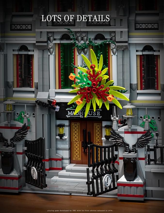 Lunatic Asylum City Modular Building Bricks Set with LEDMOC Street View Architecture 3 Levels Insane Asylum Hospital Modular Buildings Construction Sets Ideas Gifts for Adults(7537 Pcs)