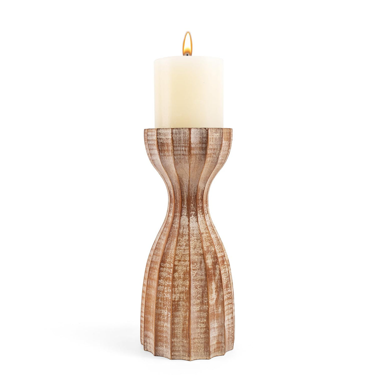 Wood Candle Holders for Pillar Candles Wooden Candlestick Holder Unique Angular Design Home Decer with Solid Wood High-End Retro Farmhouse Style (Retro Wave)