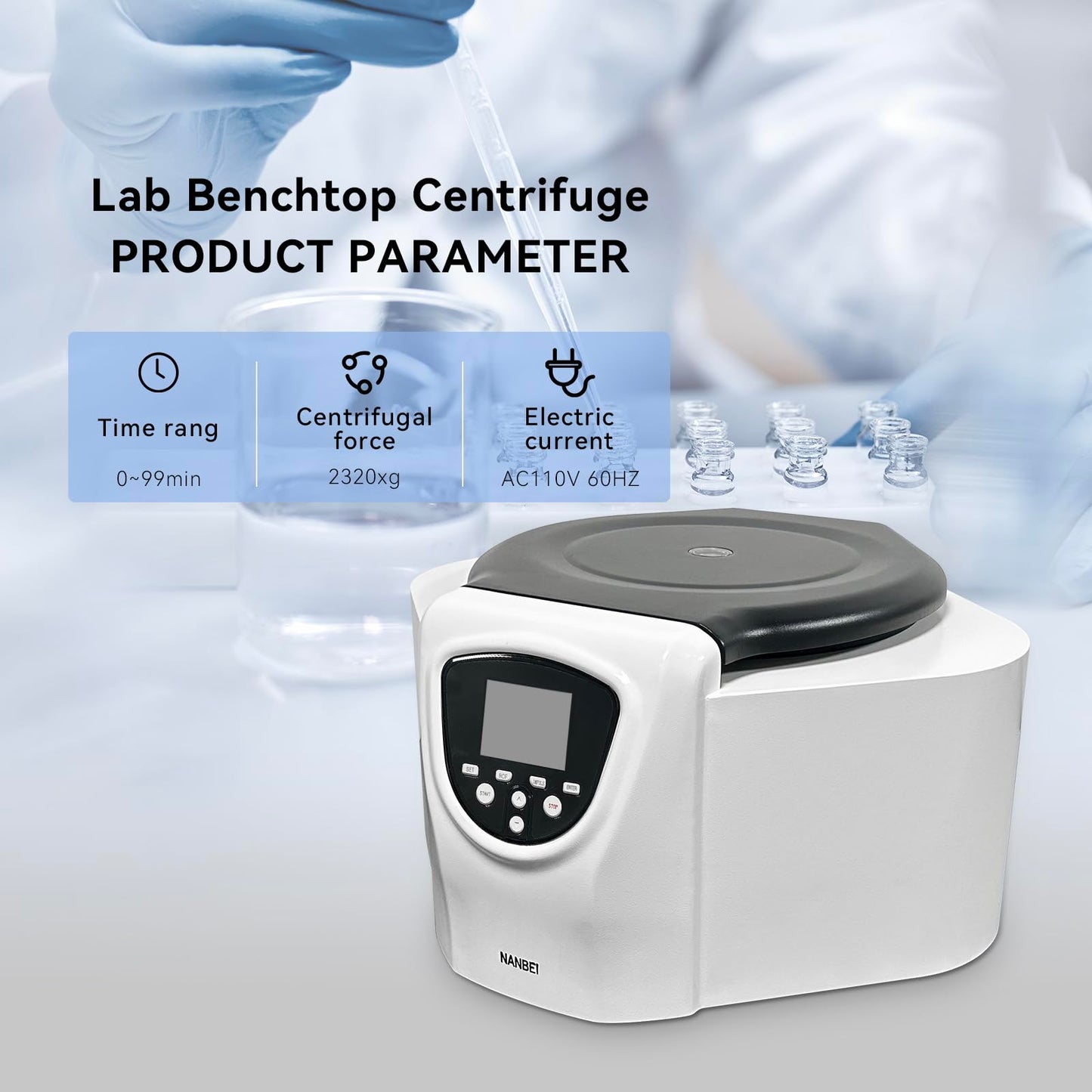 NANBEI Lab Benchtop Centrifuge Machine Capacity（18 x 10ml）