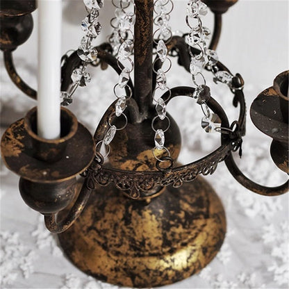 YUHUAWF Candle Holderss Retro Country Four-Head Candlestick Home Romantic Iron Candle Holder Decoration Decorative Candlestick
