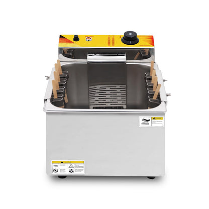 Kolice Commercial 12L Hot Dog Fryer 2500W - Cheese Corn Dog Stick Deep Fryer 8 Hooks Stainless Steel Restaurant Equipment