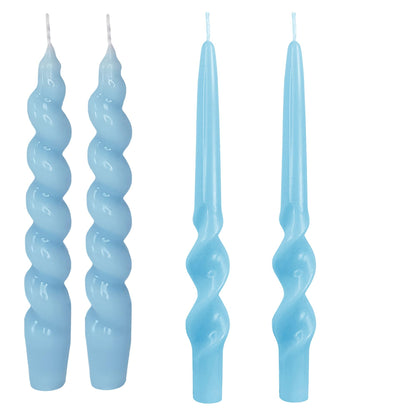 Blue Candle Sticks Spiral Taper Candles Twisted Candlestick Unscented Long Candlesticks Smokeless Tapered Candles for Home Wedding Party Dinner Home Decoration