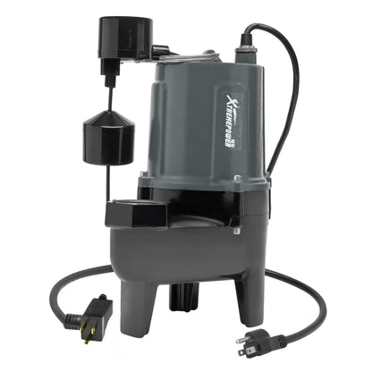 XtremepowerUS 3/4HP Submersible Sump Sewage Pump 8400 GPH Stainless Steel Vertical Float Switch Garden 2" Outlet, Piggy-Back Plug