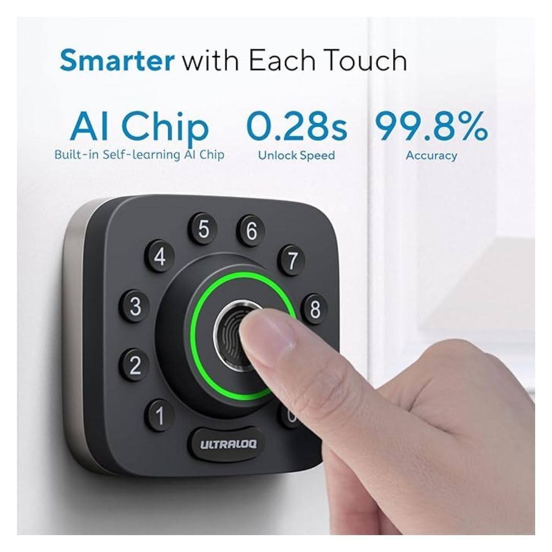ULTRALOQ U-Bolt Pro Smart Lock with Door Sensor, 6-in-1 Keyless Entry Door Lock with Built-in WiFi, Fingerprint ID, Smartphone, Auto Unlock, WiFi Deadbolt, ANSI Grade 1 Certified
