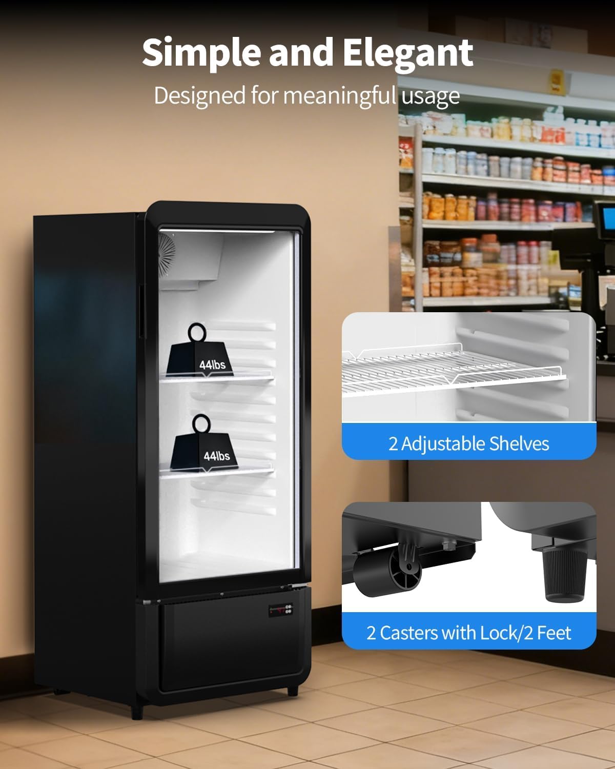 6.85 Cu. Ft Commercial Beverage Refrigerators with Glass Door & LED light, ETL DOE NSF Certified Drink Fridge, Upright Merchandiser Display Refrigerator for Store, Restaurant, Office, Bar